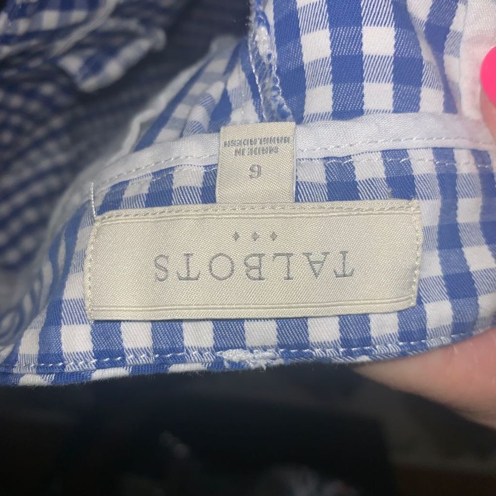 Talbots blue & white checked ankle pants 6 - Picture 5 of 6